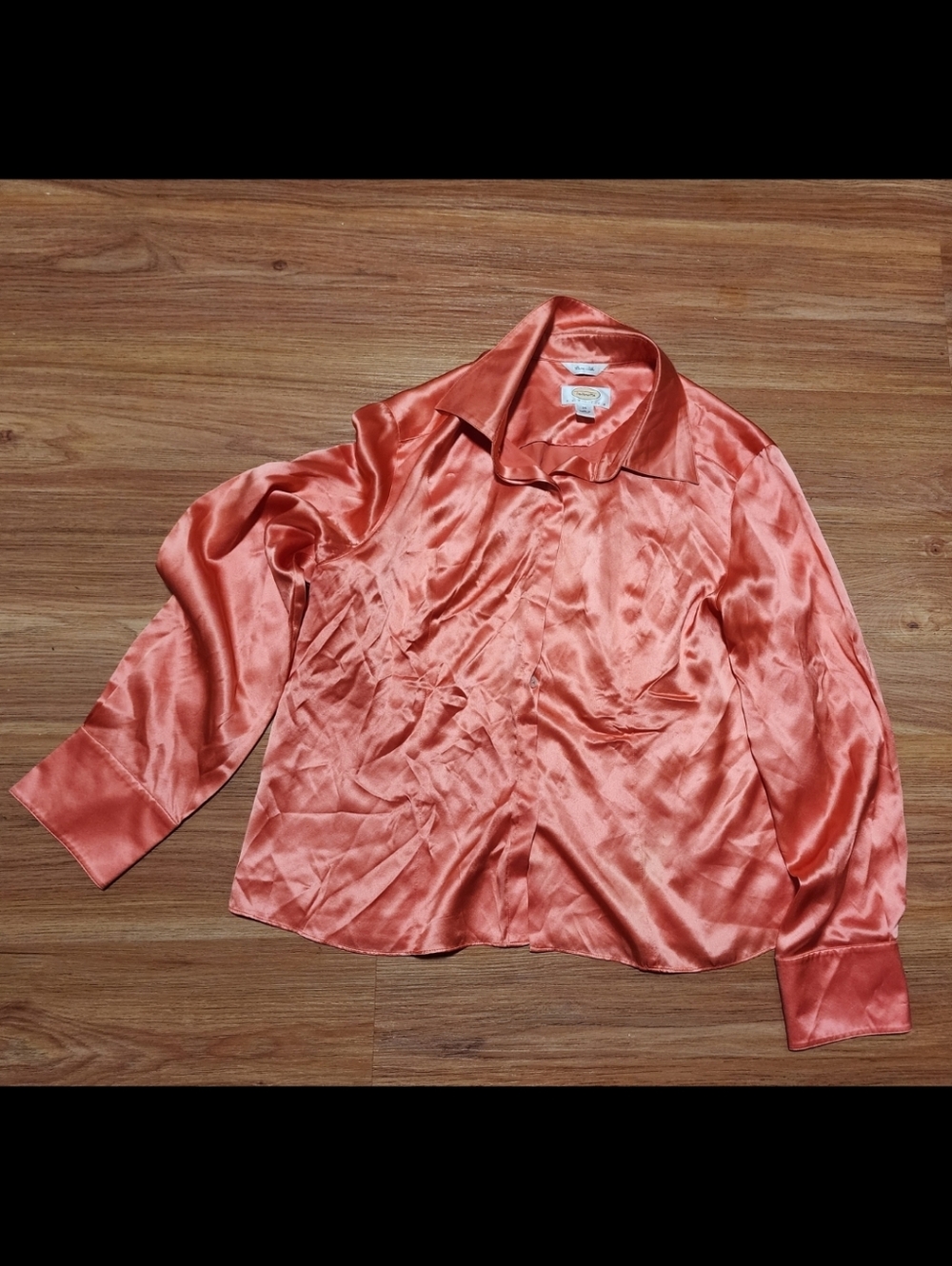 Talbots Silk Button-Up Blouse in Coral